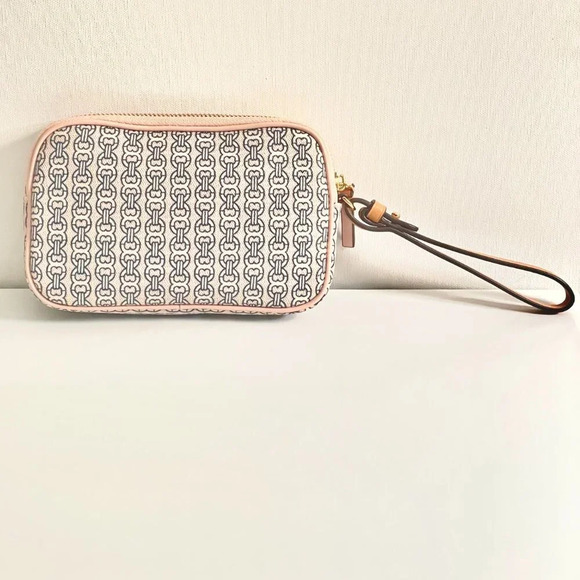 Tory Burch Gemini Link Wristlet Coastal Pink Gold Hardware H:4.2", L 7.2" - Picture 2 of 16